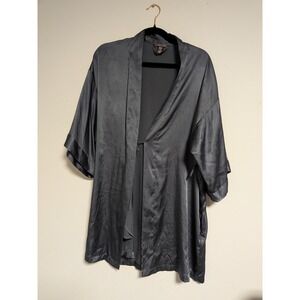 Victoria's Secret Black Satin Kimono Robe XS/S Short Lingerie Sleepwear Wrap